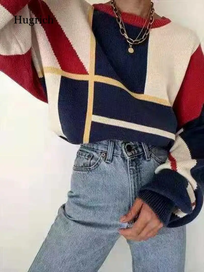 Sweater Korean Fashion Cardigan Women's Fashion Round Neck Contrast Color Plaid Sweater Long Sleeve Top Winter Women's Knitwear
Sweater Korean Fashion Cardigan Women's Fashion Round Neck Contrast Color Plaid Sweater Long Sleeve Top Winter Women's Knitwear