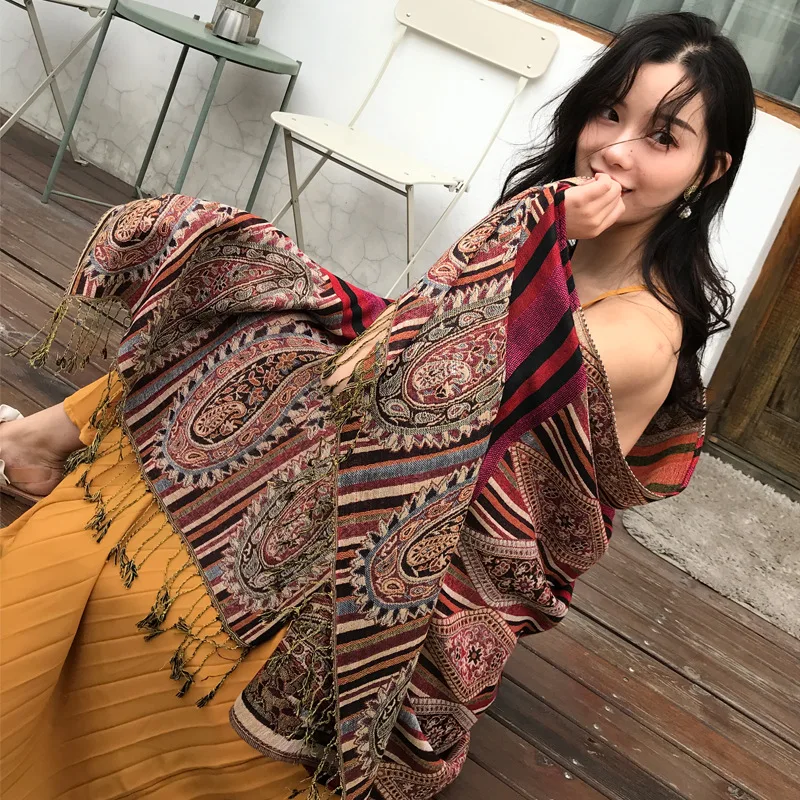 Ethnic Style long scarf Nepal jacquard fringed cotton ladies shawls and Wraps Women's Head scarf Foulard Femme
Ethnic Style long scarf Nepal jacquard fringed cotton ladies shawls and Wraps Women's Head scarf Foulard Femme