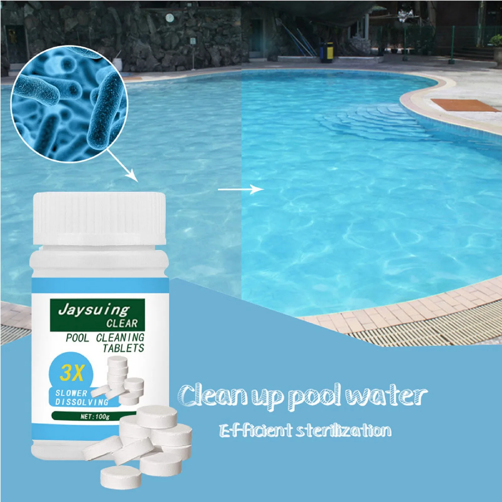 100g Multi Functional Stain Cleaner Swimming Pool Effervescent Cleaning Tablets Swimming Pool Disinfectant Multifunctional Clean
100g Multi Functional Stain Cleaner Swimming Pool Effervescent Cleaning Tablets Swimming Pool Disinfectant Multifunctional Clean