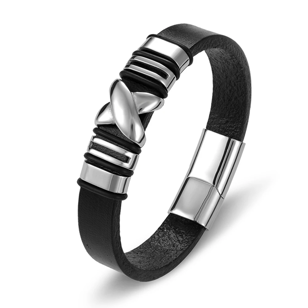 Braided Punk Stainless Steel Men's Leather Bracelet Charm Black Jewelry Magnetic Bangles Punk Rock Accessories Wholesale
Braided Punk Stainless Steel Men's Leather Bracelet Charm Black Jewelry Magnetic Bangles Punk Rock Accessories Wholesale