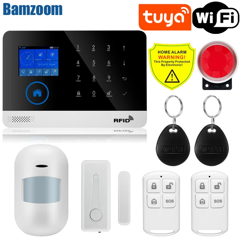 IOS Android APP Control Wire Wireless Home Security Tuya WIFI GSM Alarm System Intercom Remote Control Autodial Siren Sensor Kit
IOS Android APP Control Wire Wireless Home Security Tuya WIFI GSM Alarm System Intercom Remote Control Autodial Siren Sensor Kit