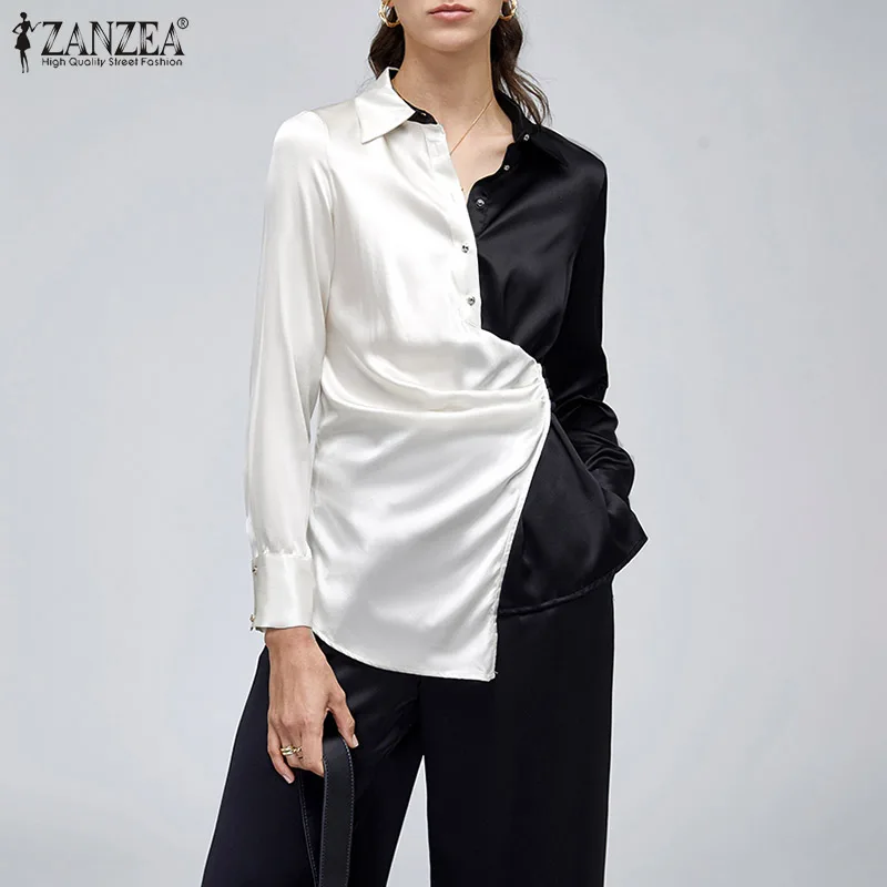 Повседневные Модные атласные Асимметричные праздничные топы ZANZEA, осенняя однотонная блузка с длинным рукавом и отворотом, свободная рубаш...
Повседневные Модные атласные Асимметричные праздничные топы ZANZEA, осенняя однотонная блузка с длинным рукавом и отворотом, свободная рубаш...