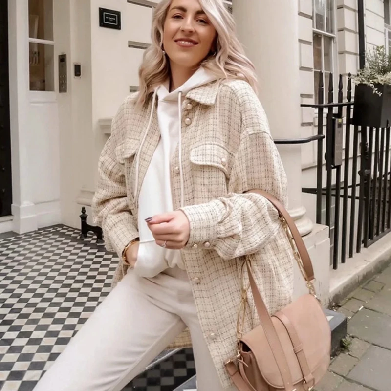 2021 New Spring-Autumn Tweed Women Vintage Oversize Plaid Shirts Chic Ladies Streetwear Loose Shirt Elegant Female Outfit Girls
2021 New Spring-Autumn Tweed Women Vintage Oversize Plaid Shirts Chic Ladies Streetwear Loose Shirt Elegant Female Outfit Girls
