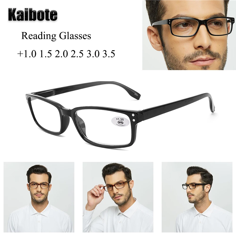 

KBT Classic Rectangular Reading Glasses for Men Reader Eyewear High Quality Male Presbyopic Eyeglasses +1.0 1.5 2.0 2.5 3.0 3.5
