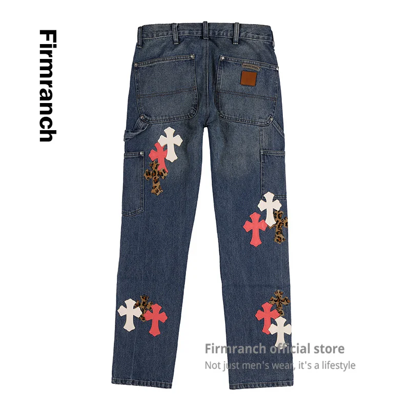 New Leather Pink/White/Leopard Cross Jeans For Men 2021 High Street Jeans Homme Straight Blue Denim Pants Moto Trouse
New Leather Pink/White/Leopard Cross Jeans For Men 2021 High Street Jeans Homme Straight Blue Denim Pants Moto Trouse