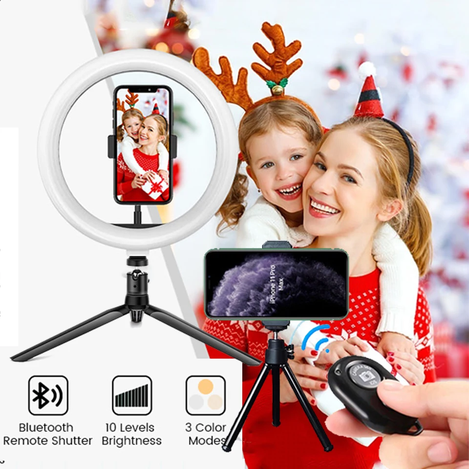 Led Selfie Ring Light Tripod Stand Phone Holder Fill Lamp Video Makeup Camera Photography Lighting Ringlight Bluetooth Remote
Led Selfie Ring Light Tripod Stand Phone Holder Fill Lamp Video Makeup Camera Photography Lighting Ringlight Bluetooth Remote