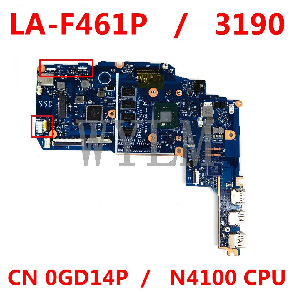 CN 0GD14P GD14P 0GD14P LA-F461P для DELL Latitude 3190 SR3S0 N4100 материнская плата с процессором для ноутбука 100% Протестировано
CN 0GD14P GD14P 0GD14P LA-F461P для DELL Latitude 3190 SR3S0 N4100 материнская плата с процессором для ноутбука 100% Протестировано