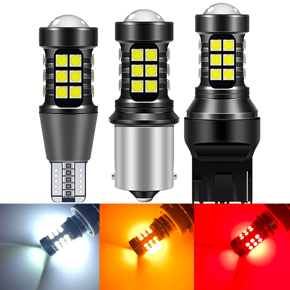 

2X P21W led 1156 T20 W21/5W 7443 P21/5W 1800LM W21W Car Bulb 7440 BA15S BAY15D PY21W Auto DRL Light White 1157 LED Brake Light