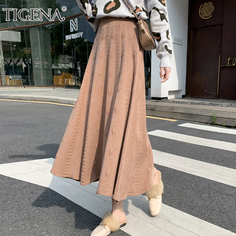 TIGENA New Autumn Winter Warm Knitted Midi Long Skirt Women 2021 Casual Solid A Line High Waist Mid-length Skirt Female Ladies
TIGENA New Autumn Winter Warm Knitted Midi Long Skirt Women 2021 Casual Solid A Line High Waist Mid-length Skirt Female Ladies
