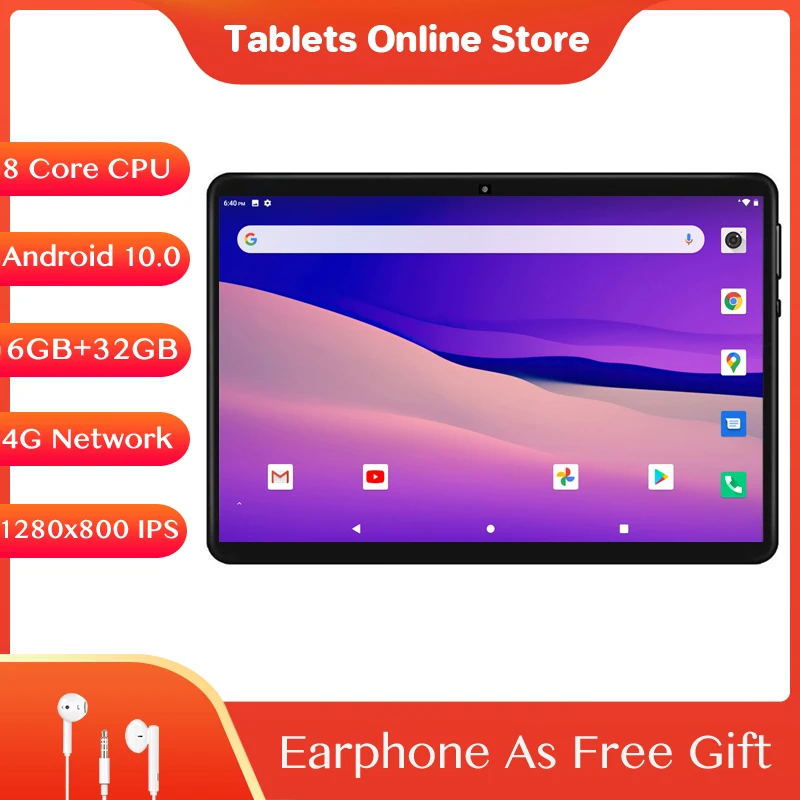 

New Tablet 10 Inch Android 10.0 Tablets Pc 32GB IPS Tablet Laptop Bluetooth WiFi Tab Octa Core Dual SIM Card планшет Tablet 10.1