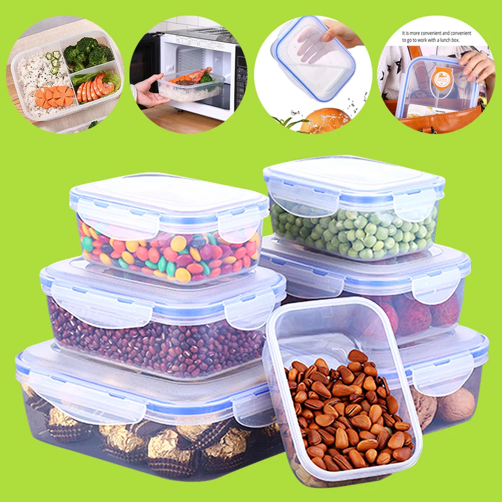 Plastic Sealing Food Storage Box Lunch Box Containers Bento Boxes Refrigerator Preservation Kitchen Grain Sugar Nuts Storage Bin
Plastic Sealing Food Storage Box Lunch Box Containers Bento Boxes Refrigerator Preservation Kitchen Grain Sugar Nuts Storage Bin