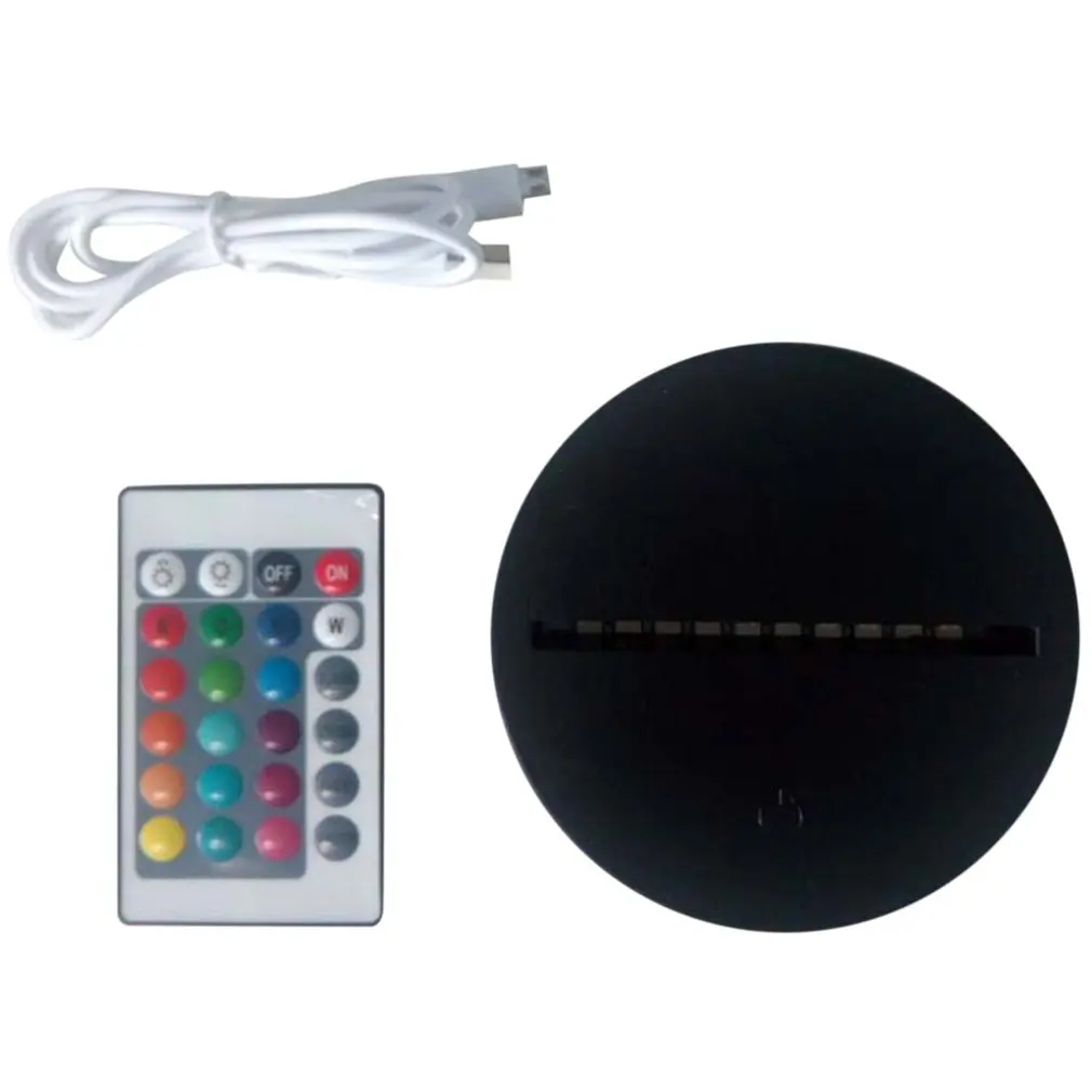 

Современный черный светодиодный ночник с USB-кабелем и дистанционным управлением, акриловый ночник с сенсорным выключателем, 3D лампа в сборе...