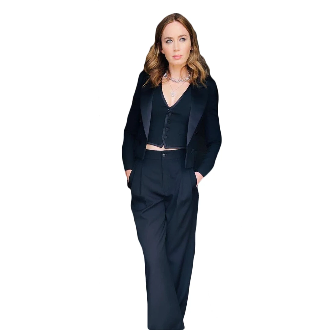 Black Pant Suits Office Female Blazer Women's Stylish Tuxedos Lady Slim Fit Casual 3 Pieces Jacket Vest костюм женский 
Black Pant Suits Office Female Blazer Women's Stylish Tuxedos Lady Slim Fit Casual 3 Pieces Jacket Vest костюм женский