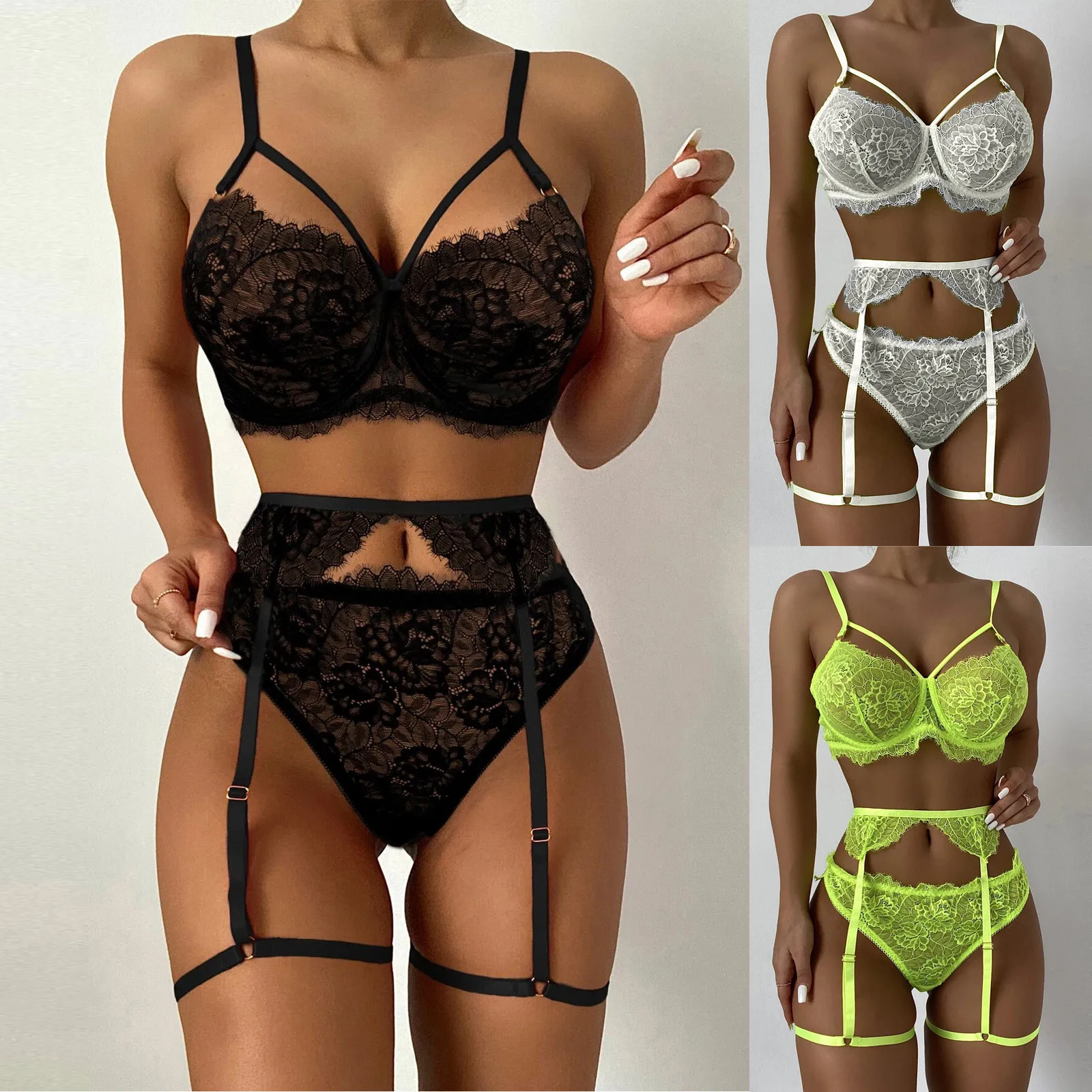 3pc Hot Women Lace Lingerie Underwear Garter White Black Floral Panties Bra Set Wireless Erotic Lingeries
3pc Hot Women Lace Lingerie Underwear Garter White Black Floral Panties Bra Set Wireless Erotic Lingeries