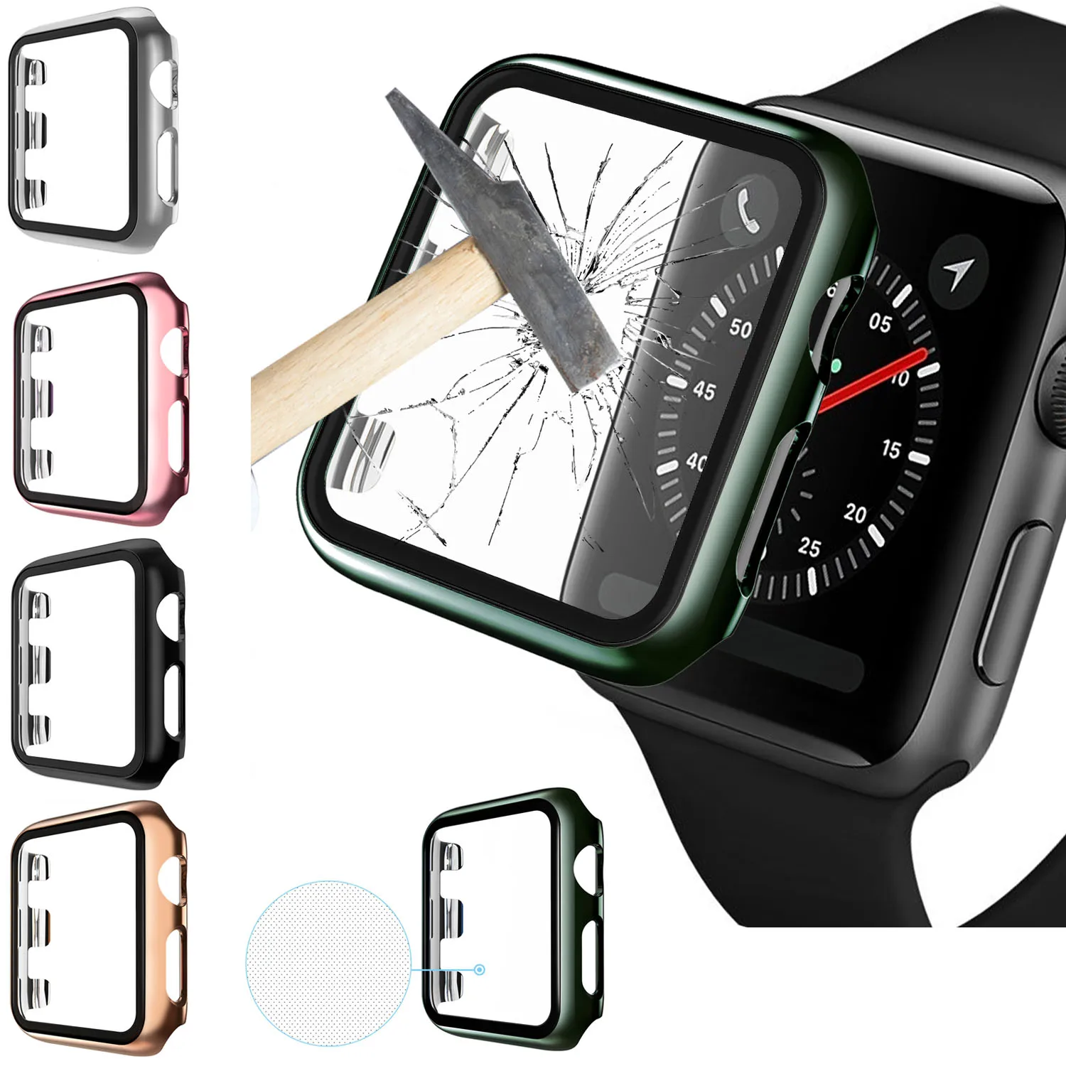 Защитный чехол для Apple Watch Series 5 4 44 мм 40 пленка из закаленного стекла iWatch 3 38 42