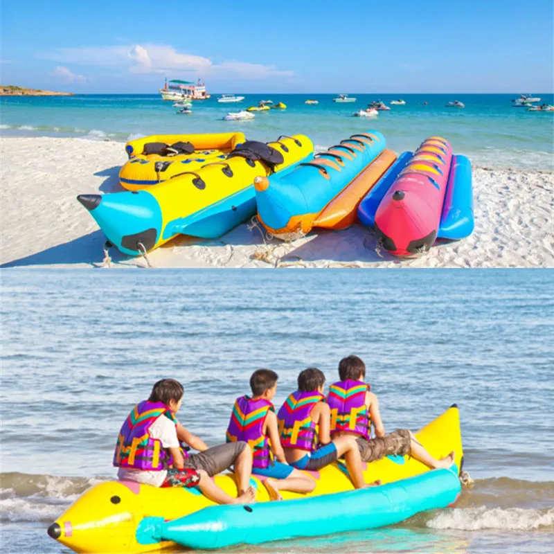 

Free Shipping With Air Pump Inflatable Flying Fish Water Sea Games Floating Banana Boat Kayak Inflable Towable Fishing Boat