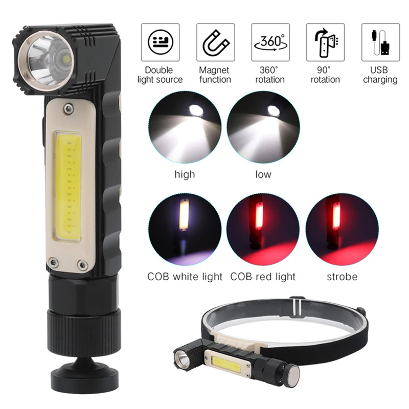 Multifunctional LED Flashlight Folding COB Work Light USB Charging 90° Rotating Headlight Magnet 360° Rotating Inspection Lights
Multifunctional LED Flashlight Folding COB Work Light USB Charging 90° Rotating Headlight Magnet 360° Rotating Inspection Lights
