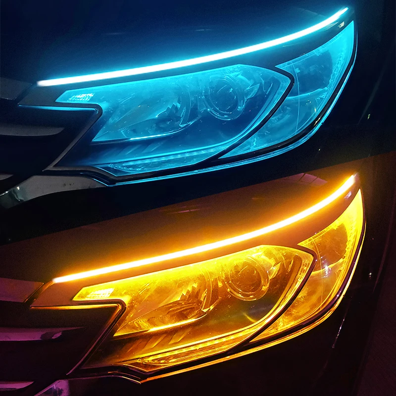 2pcs LED DRL Car Daytime Running Light Flexible Waterproof Strip Auto Headlights White Turn Signal Yellow Brake Flow Lights 12V
2pcs LED DRL Car Daytime Running Light Flexible Waterproof Strip Auto Headlights White Turn Signal Yellow Brake Flow Lights 12V