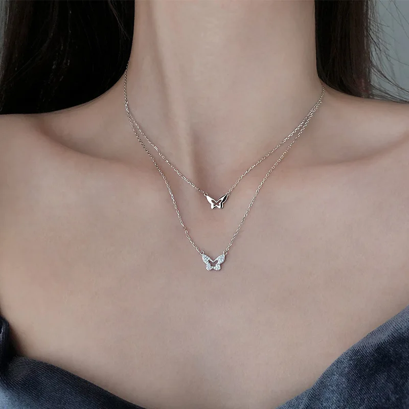 925 Sterling Silver Double layer Crystal Butterfly Charm Pendant Necklace For Women Wedding Romantic Jewelry Choker Collar dz047
925 Sterling Silver Double layer Crystal Butterfly Charm Pendant Necklace For Women Wedding Romantic Jewelry Choker Collar dz047