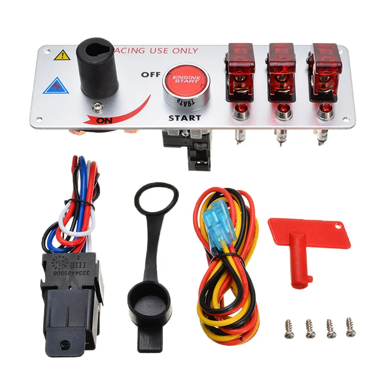 12V LED Ignition Switch Panel For Racing Car Engine Start Push Button LED Toggle Switch Relay Set
12V LED Ignition Switch Panel For Racing Car Engine Start Push Button LED Toggle Switch Relay Set