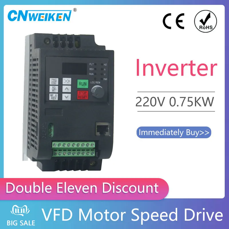 

220V 0.75KW/1.5KW/2.2KW 1HP/2HP/3HP Economical Mini VFD Variable Frequency Drive Converter for Motor Speed Control Inverter