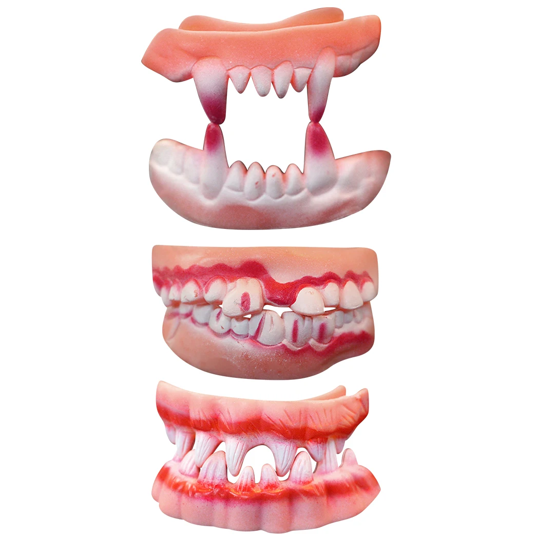 

3PCS Creative Funny Halloween Teeth Set Assorted Types Halloween Prop Costume Teeth Dress Up Accessories For Festival Party