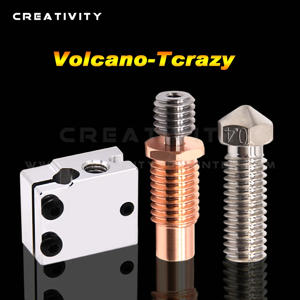 3D Printer V6-TCrazy Bimetal Heat Break+ Aluminum Volcano Heater Block+T-Volcano Plated Copper Nozzle 0.4MMFor E3D J-Head HOTEND
3D Printer V6-TCrazy Bimetal Heat Break+ Aluminum Volcano Heater Block+T-Volcano Plated Copper Nozzle 0.4MMFor E3D J-Head HOTEND