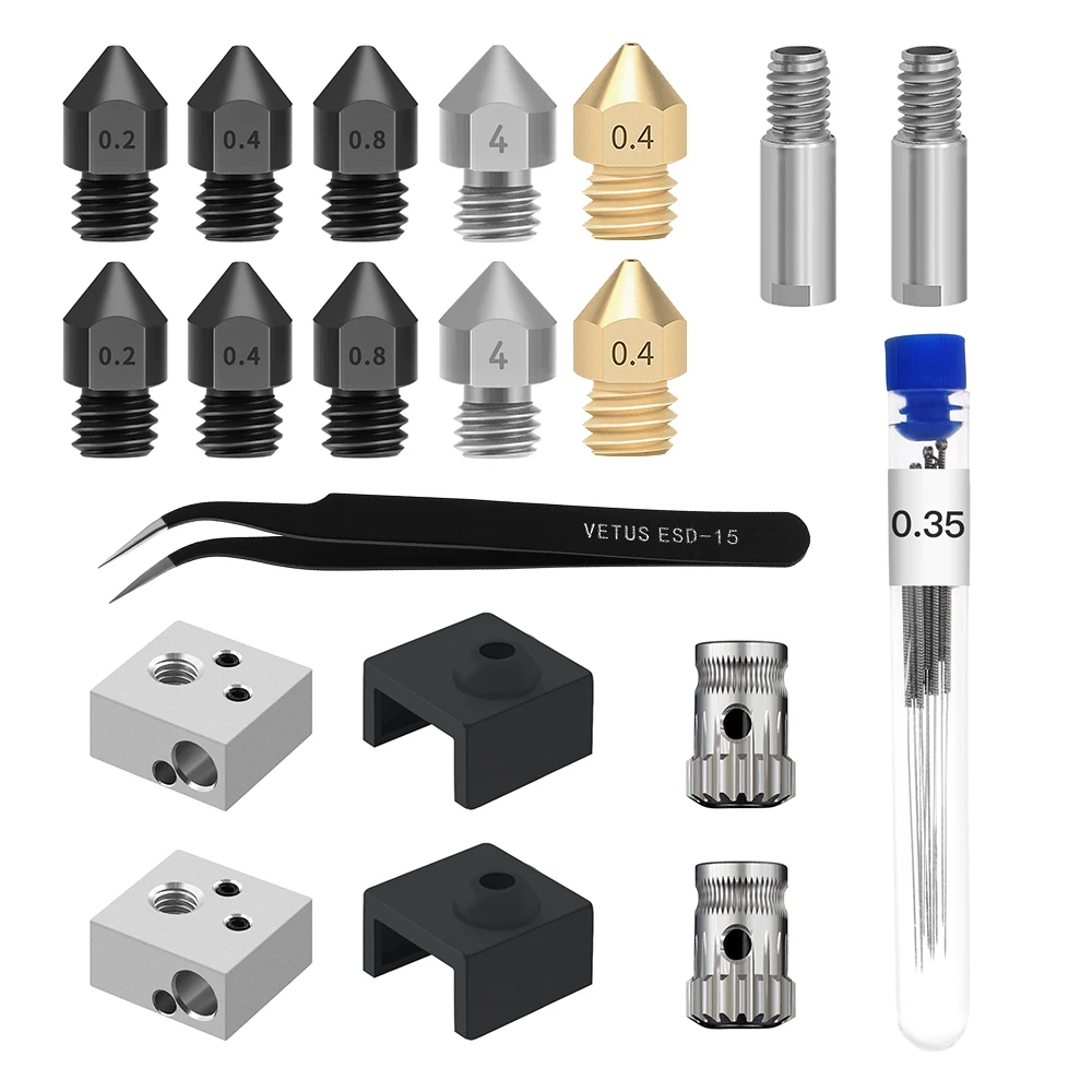 Twotrees 3D Printer Nozzle MK8 Aluminum Block Tool Tweezers 0.35mm Cleaning Needle MK8 Sock Extrusion Wheel For 3D Printer Blu-3
Twotrees 3D Printer Nozzle MK8 Aluminum Block Tool Tweezers 0.35mm Cleaning Needle MK8 Sock Extrusion Wheel For 3D Printer Blu-3