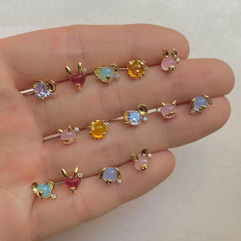 New Ins Cute Inlaid Zircon Animals Stud Earrings Simple Real Gold-plated Color Zircon Earrings For Women Girls Fashion Jewelry 
New Ins Cute Inlaid Zircon Animals Stud Earrings Simple Real Gold-plated Color Zircon Earrings For Women Girls Fashion Jewelry