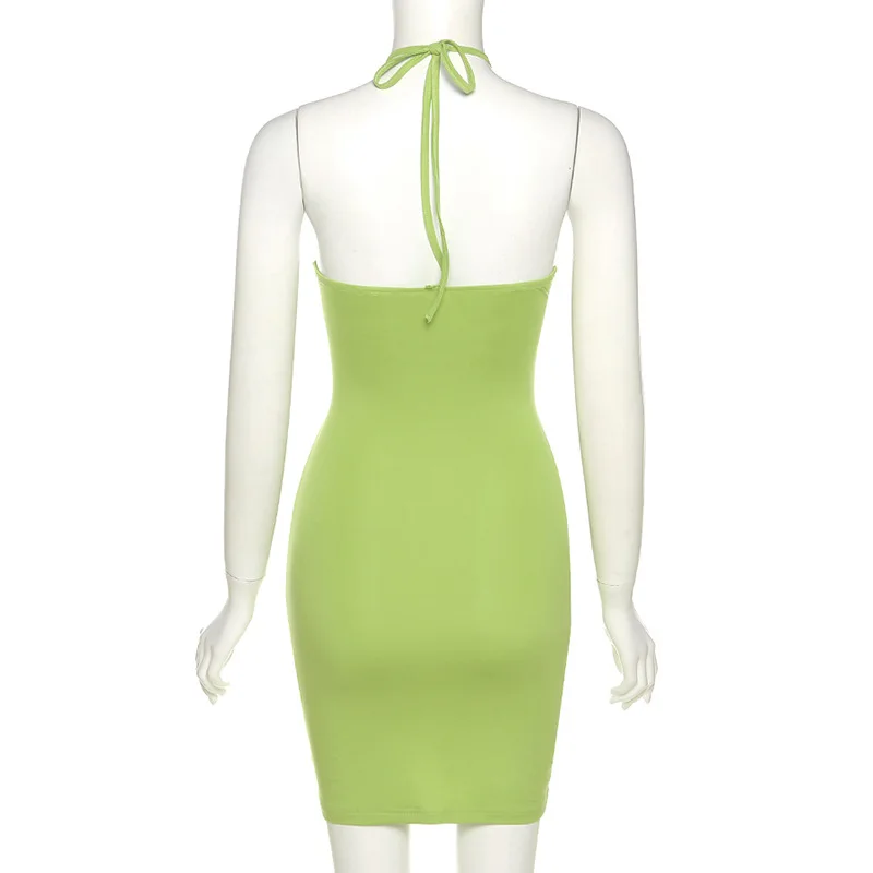 Fashion Green Halter Dress for Women Club Backless Sleeveless Bodycon Dresses Lace Up Sexy Mini Dress Summer 2021
Fashion Green Halter Dress for Women Club Backless Sleeveless Bodycon Dresses Lace Up Sexy Mini Dress Summer 2021