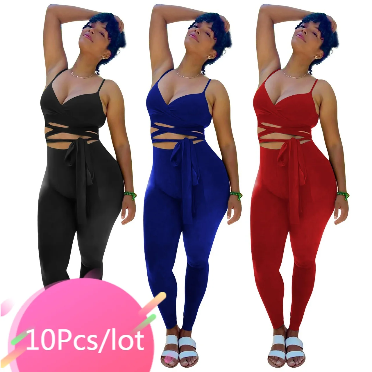 Bulk Item Wholesale Lots Bandage 2 Piece Set Women Summer Loungewear Set Crop Tops Legging Pants Sportwear Two Piece Outfits
Bulk Item Wholesale Lots Bandage 2 Piece Set Women Summer Loungewear Set Crop Tops Legging Pants Sportwear Two Piece Outfits