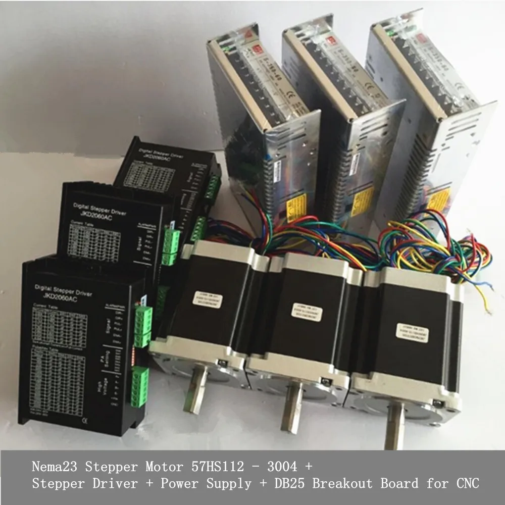 Nema23 Stepper Motor 57HS112 - 3004 + Stepper Driver + Power Supply + DB25 Breakout Board for CNC
Nema23 Stepper Motor 57HS112 - 3004 + Stepper Driver + Power Supply + DB25 Breakout Board for CNC