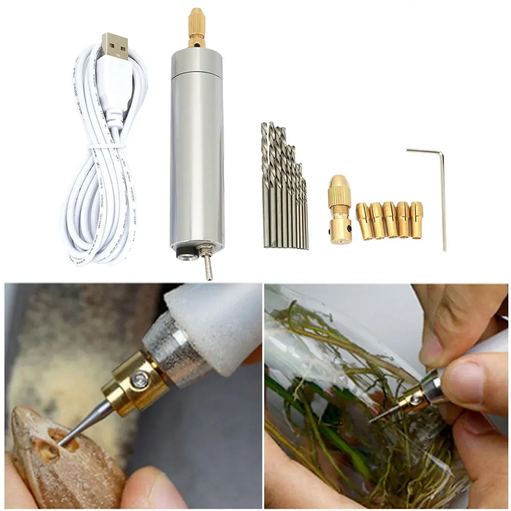 Mini Hand Drill Electric USB Handheld Drill With Bits Replaceable Chuck Wood Plastic Engraving Drilling Tool Drill Engraver Pen
Mini Hand Drill Electric USB Handheld Drill With Bits Replaceable Chuck Wood Plastic Engraving Drilling Tool Drill Engraver Pen