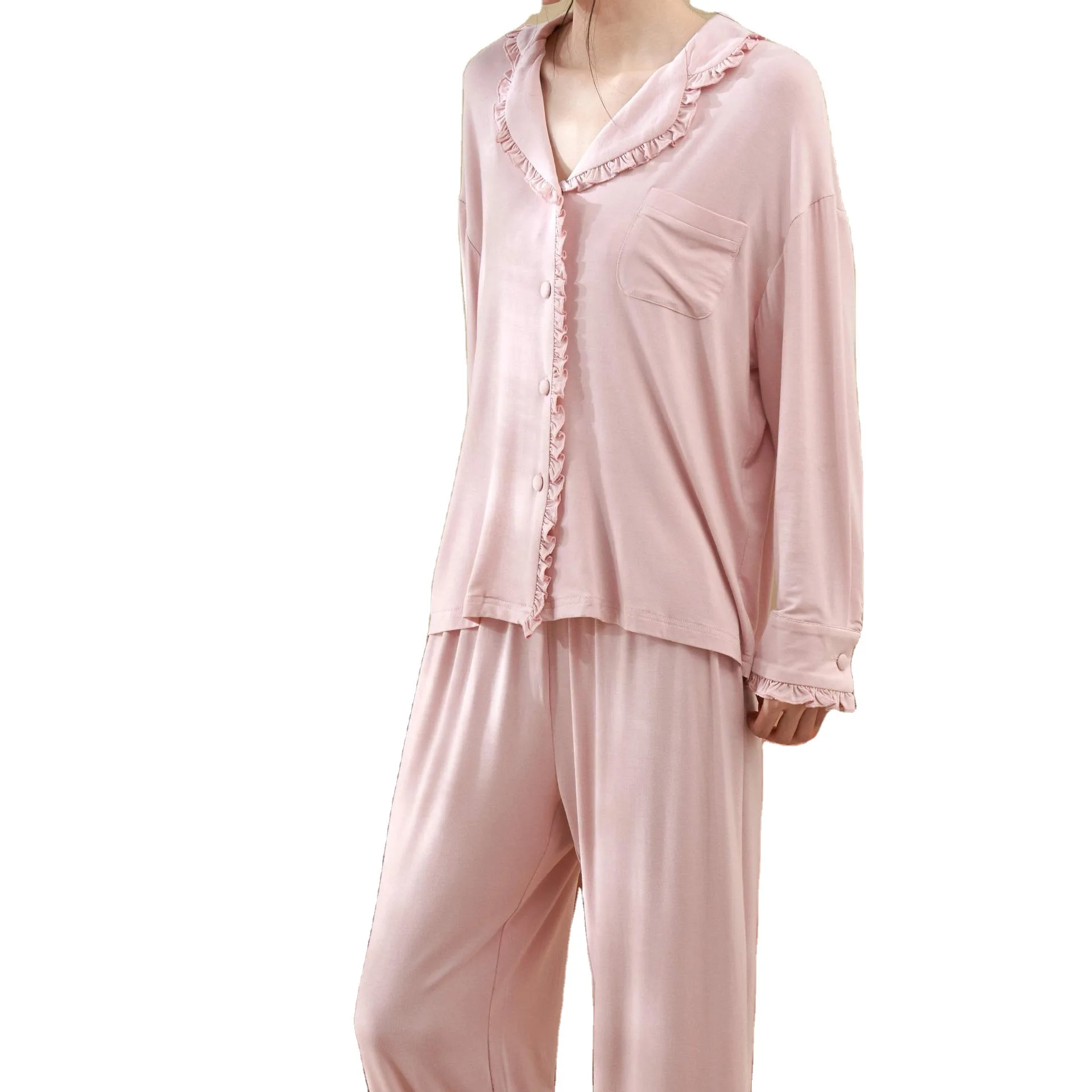 Pajamas for Women Autumn and Winter V-neck Fungus Curled Pyjama Stitch Solid Color Modal Cotton Woman Pijama Set Lenceria
Pajamas for Women Autumn and Winter V-neck Fungus Curled Pyjama Stitch Solid Color Modal Cotton Woman Pijama Set Lenceria