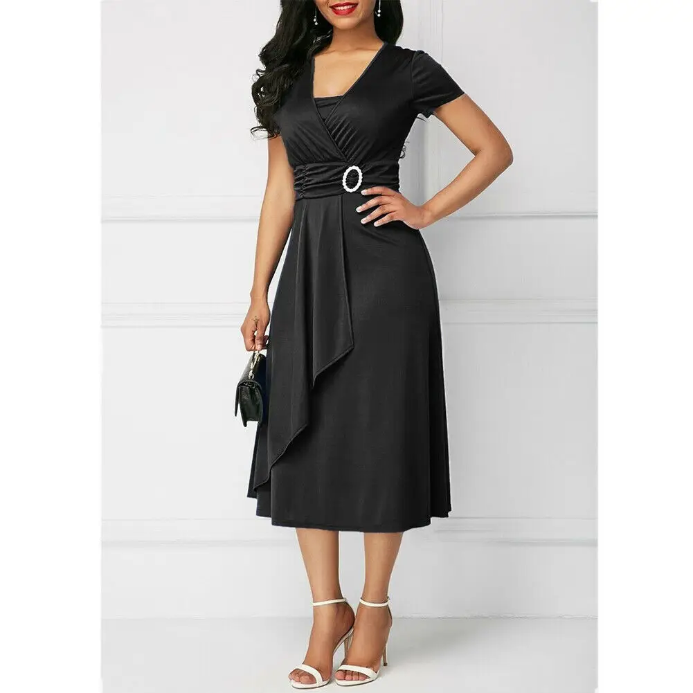 2020 Women Dress Fashion High Waist Plain Asymmetric Midi Dress OL Casual Short Sleeve Party vestidos Dress Plus Size S-5XL
2020 Women Dress Fashion High Waist Plain Asymmetric Midi Dress OL Casual Short Sleeve Party vestidos Dress Plus Size S-5XL