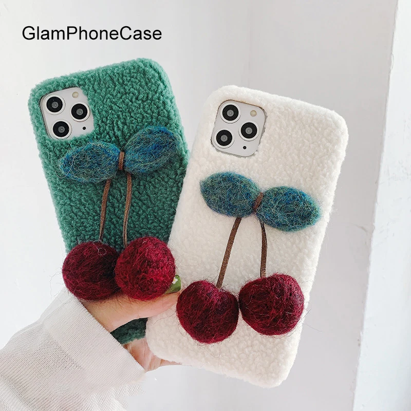 GlamPhone чехол плюшевый Вишневый для телефона iPhone11Pro/Max X XS Max XR Мягкий силиконовый