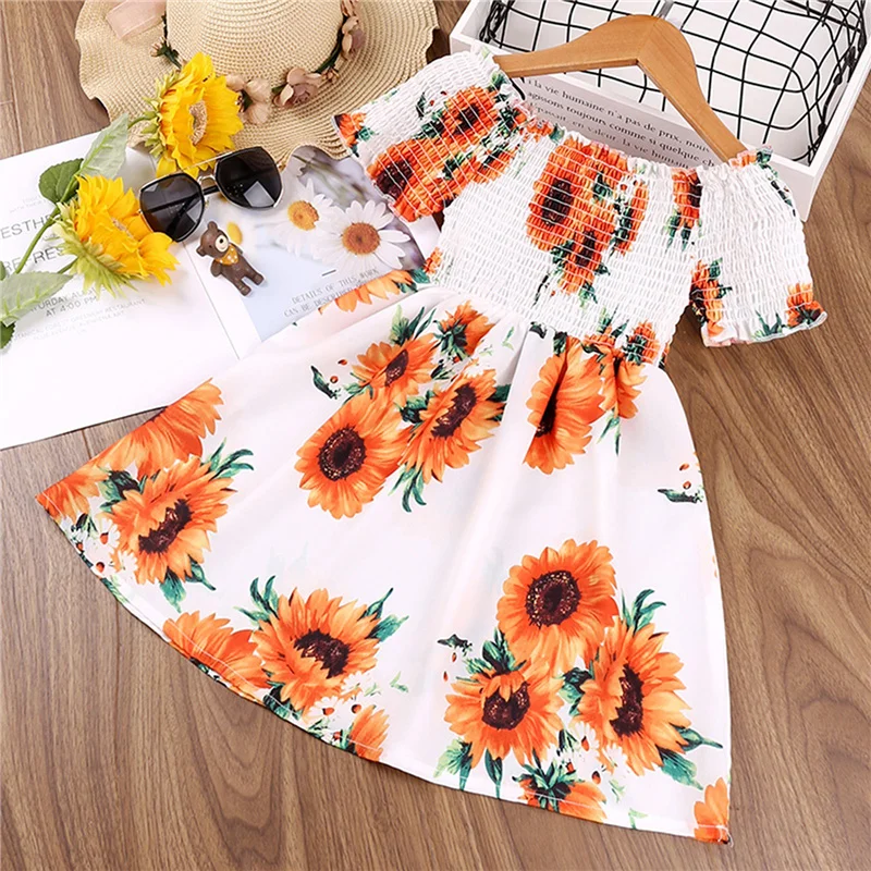 Children Girls Casual Sweet Short Sleeve Dress,Baby Girls Summer Fashion Sunflower Boat Neck A-line Mid-length Dress,2-6Years
Children Girls Casual Sweet Short Sleeve Dress,Baby Girls Summer Fashion Sunflower Boat Neck A-line Mid-length Dress,2-6Years