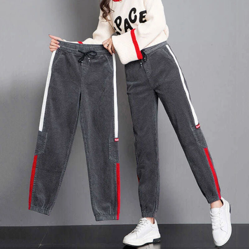 Casual Color Contrast Plus Velvet Corduroy Pants Winter Bottoms Thick Sweatpants Women Fashion Elastic Waist Ankle-Length Pants
Casual Color Contrast Plus Velvet Corduroy Pants Winter Bottoms Thick Sweatpants Women Fashion Elastic Waist Ankle-Length Pants