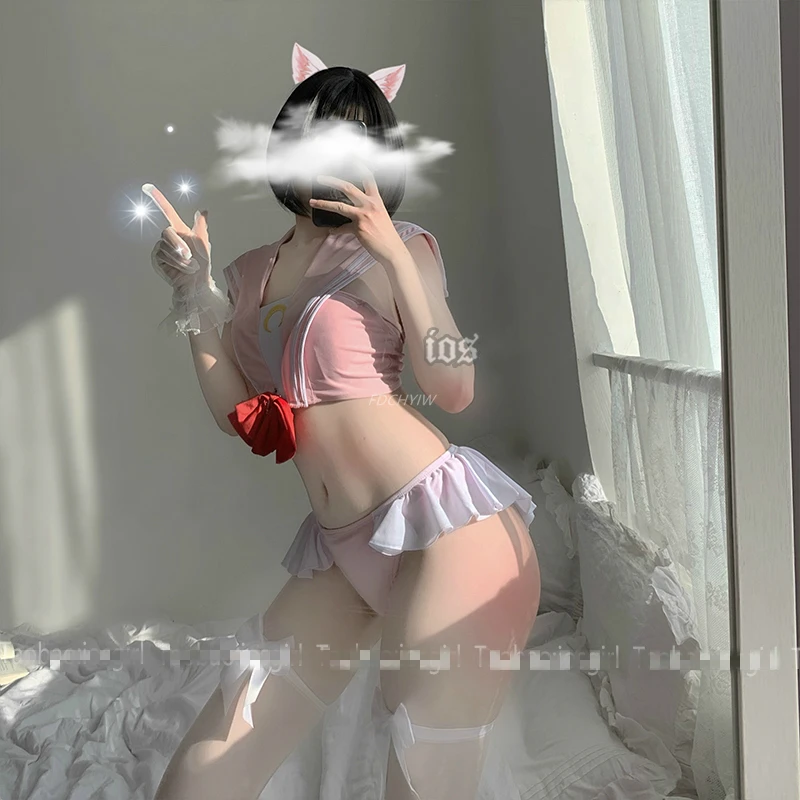 Sexy Lingerie Pink Sleepwear Set Sailor School Girl Underwear Set See Through Cosplay Costumes Kawaii Lace Top Panties for Women
Sexy Lingerie Pink Sleepwear Set Sailor School Girl Underwear Set See Through Cosplay Costumes Kawaii Lace Top Panties for Women