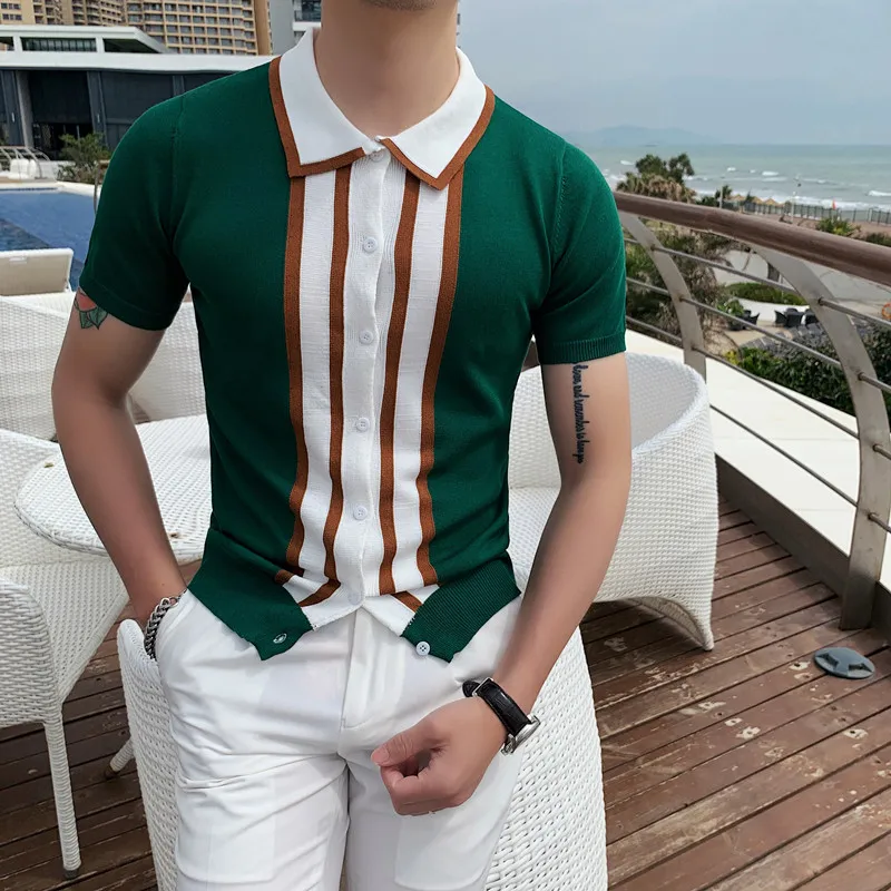 New Summer Short Sleeve Striped Polo Shirts Men Clothing 2022 Turn Down Collar Ice Silk Slim Fit Casual Knitted Tee Shirt Homme
New Summer Short Sleeve Striped Polo Shirts Men Clothing 2022 Turn Down Collar Ice Silk Slim Fit Casual Knitted Tee Shirt Homme