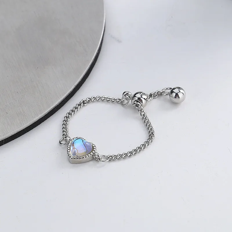 925 Sterling Silver Link Chain Adjustable Moonstone Heart Ring For Women Girls Wedding Birthday Gift Trendy Jewelry jz258
925 Sterling Silver Link Chain Adjustable Moonstone Heart Ring For Women Girls Wedding Birthday Gift Trendy Jewelry jz258