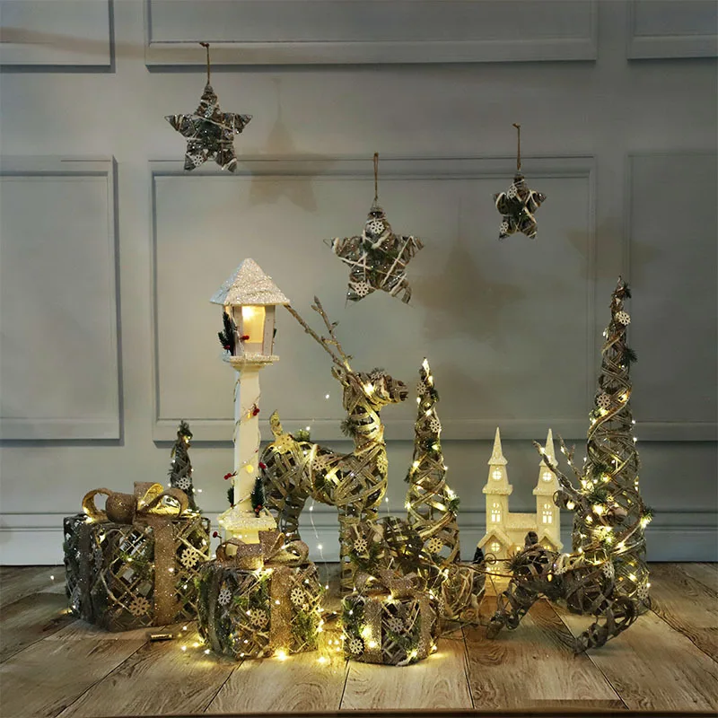 Christmas rattan spire tree Christmas gift box three-piece set of elk creative Christmas tree window scene layout decoration
Christmas rattan spire tree Christmas gift box three-piece set of elk creative Christmas tree window scene layout decoration