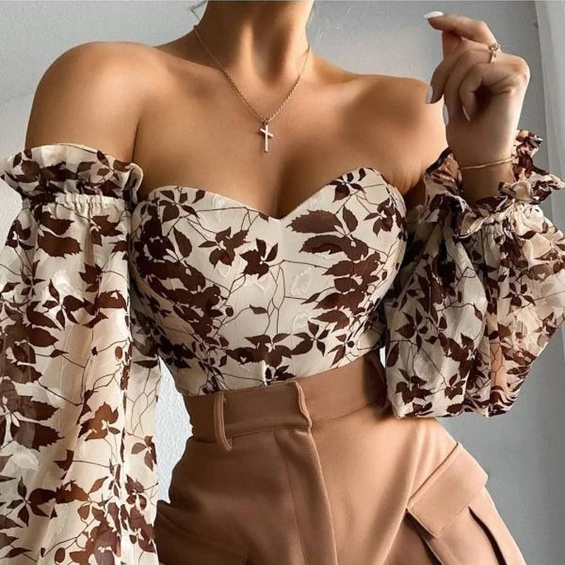 Slash Neck Women Blouse Chiffon Floral Print Lantern Long Sleeve Top 2021 Summer Fashion Casual Ladies Tops Elegant Office Slim
Slash Neck Women Blouse Chiffon Floral Print Lantern Long Sleeve Top 2021 Summer Fashion Casual Ladies Tops Elegant Office Slim
