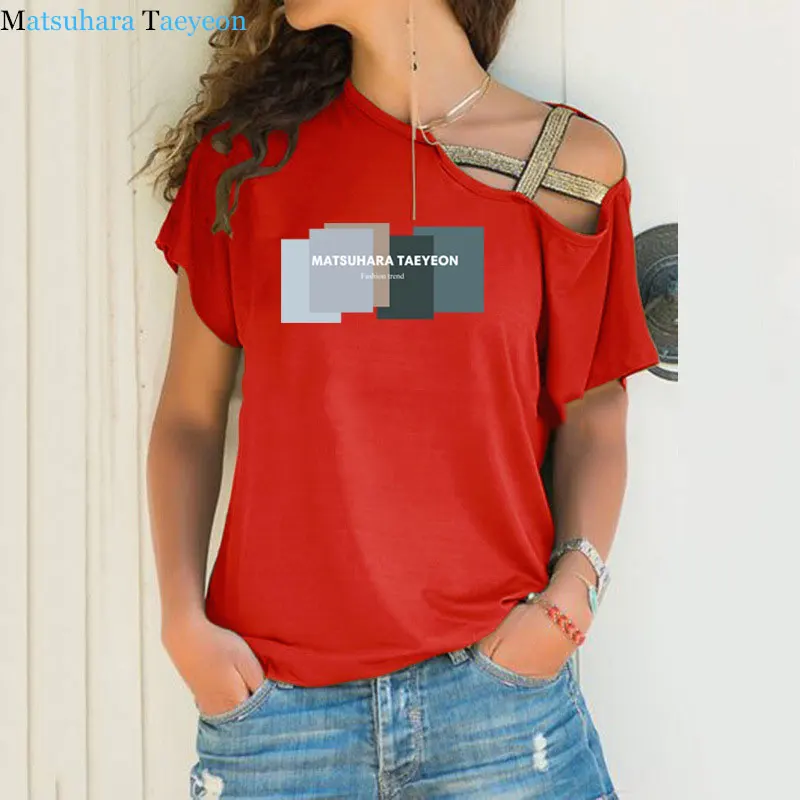 Summer Beautiful Simple Style T Shirt for Woman Summer Tshirt Fashion Clothing Irregular Skew Cross Bandage Funny T-Shirts Tops
Summer Beautiful Simple Style T Shirt for Woman Summer Tshirt Fashion Clothing Irregular Skew Cross Bandage Funny T-Shirts Tops