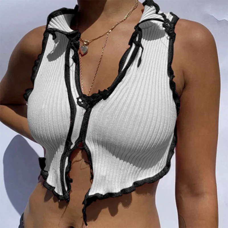 2021 summer new slim top women's sense split sleeveless slim solid color V-neck women's vest 
2021 summer new slim top women's sense split sleeveless slim solid color V-neck women's vest