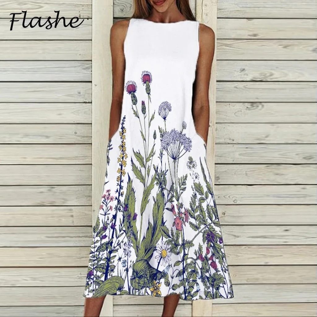 New Retro Print Sleeveless Summer Dress For Women Casual Pocket O Neck Loose Dresses Elegant Female Plus Size Party Dress 2021
New Retro Print Sleeveless Summer Dress For Women Casual Pocket O Neck Loose Dresses Elegant Female Plus Size Party Dress 2021