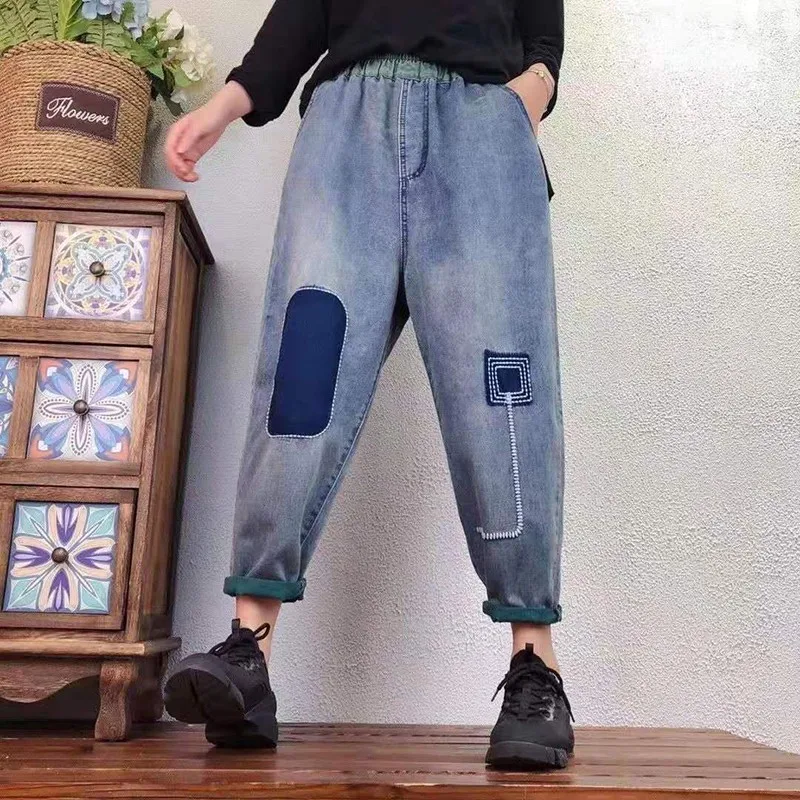 2021 New Arrival Spring/summer Women Loose Casual Elastic Waist Ankle-length Pants All-matched Cotton Cotton Denim Jeans W15
2021 New Arrival Spring/summer Women Loose Casual Elastic Waist Ankle-length Pants All-matched Cotton Cotton Denim Jeans W15