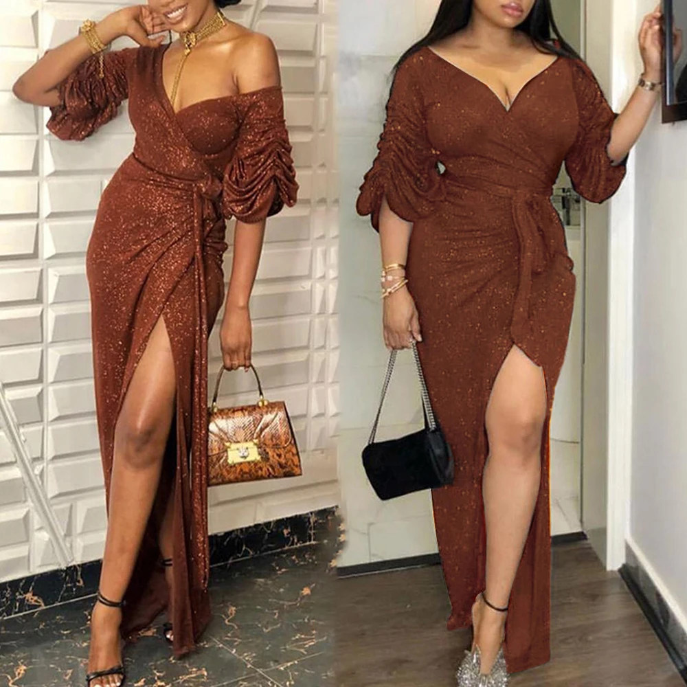 African Women's Clothes New Arrival 2022 Evening Dresses Deep V-neck Sexy Pleated Sleeve Long Dress Dubai Turkey Wedding Party
African Women's Clothes New Arrival 2022 Evening Dresses Deep V-neck Sexy Pleated Sleeve Long Dress Dubai Turkey Wedding Party