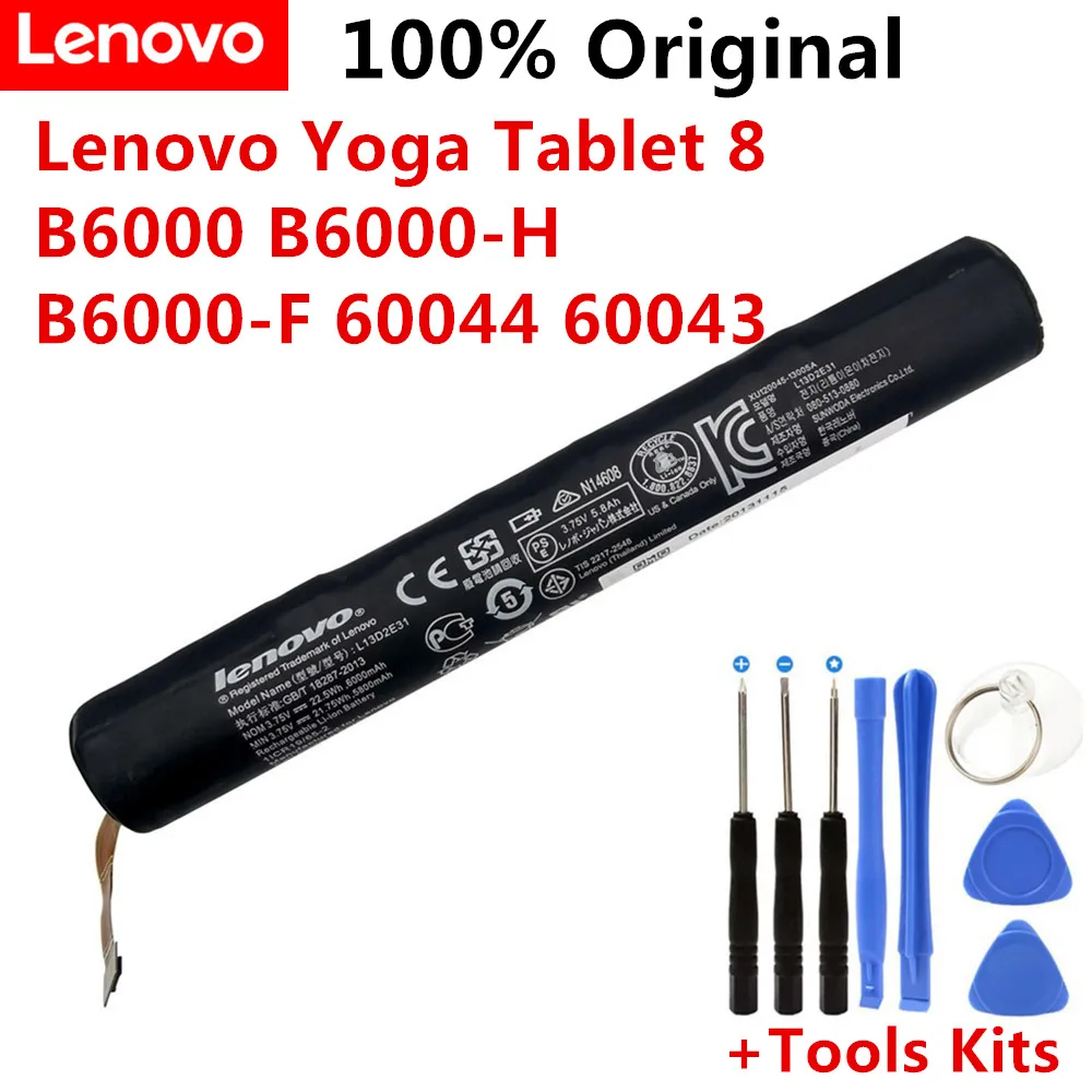 

Аккумулятор L13D2E31 для планшета Lenovo Yoga Tablet 8 B6000 B6000-H 60044 60043 L13C2E31 3,75 в 6000 Вт/ч мАч