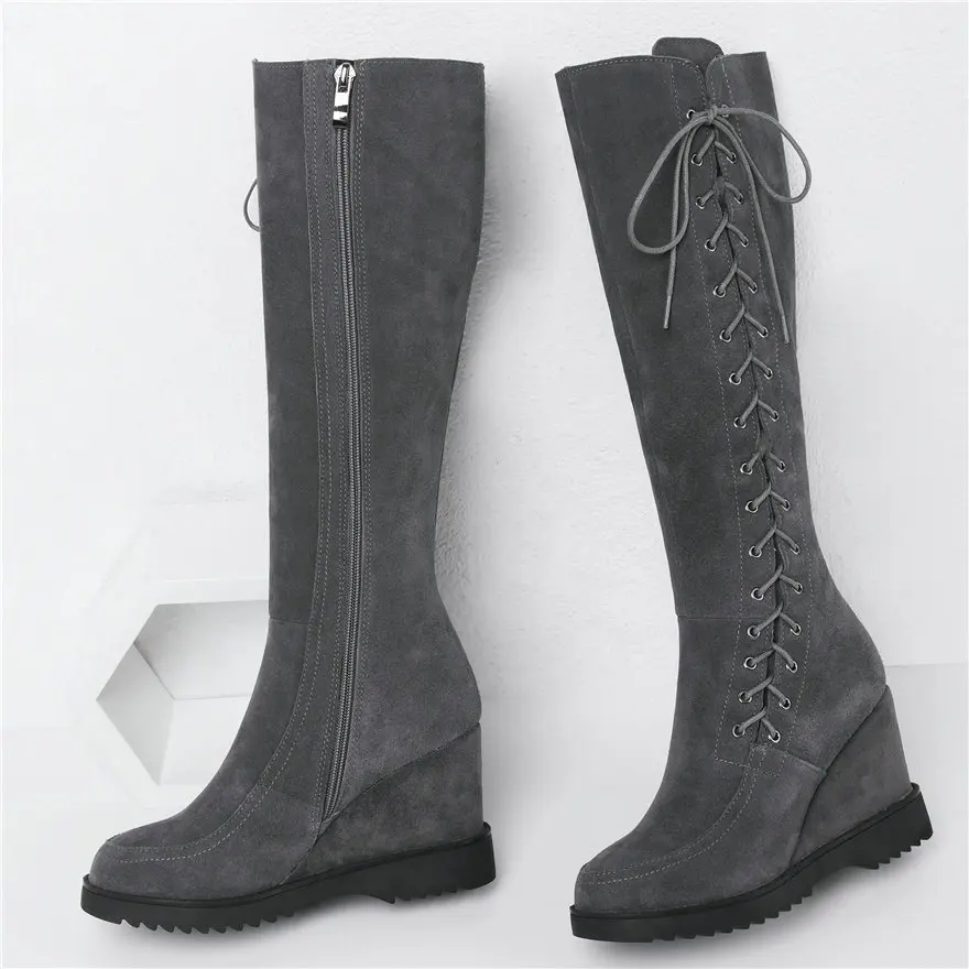 Fashion Sneakers Women Cow Leather Wedges High Heel Winter Mid Calf Boots Female Lace Up Straps Round Toe Thigh High Pumps Shoes
Fashion Sneakers Women Cow Leather Wedges High Heel Winter Mid Calf Boots Female Lace Up Straps Round Toe Thigh High Pumps Shoes